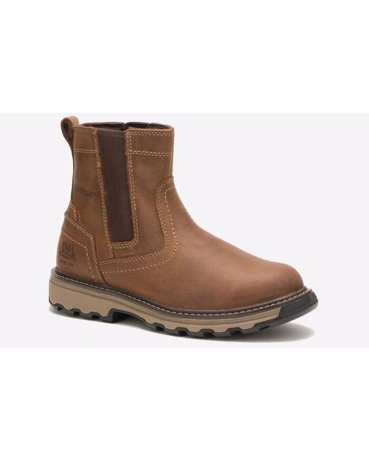 Caterpillar Safety Brown Pelton Leather Boots for men