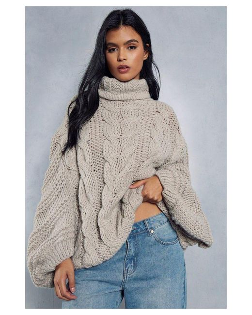 MissPap Blue Premium Chunky Cable Knit Jumper