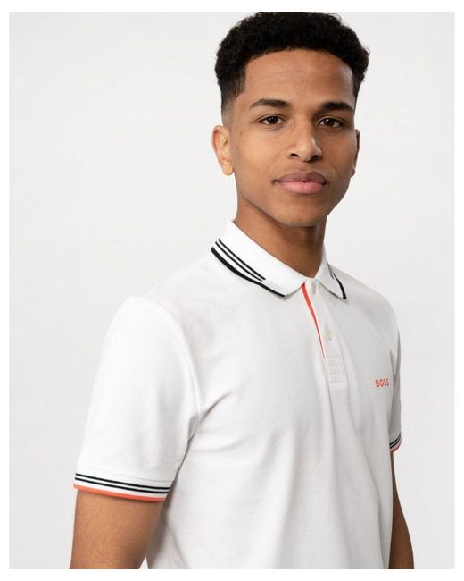 Boss White Boss Paul Short Sleeve Polo Shirt With Contrast Tipping for men