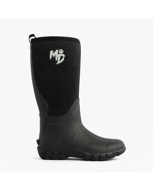 Mud Dogs Black Rutland Tall Neoprene Wellington Boots