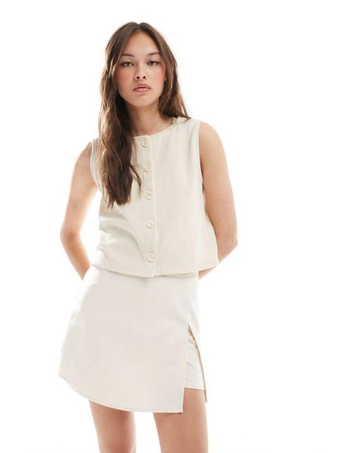 Pimkie White Linen Blend Wrap Skort