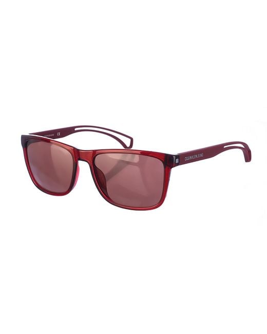 Calvin Klein Red Acetate Sunglasses With Rectangular Shape Ckj19503S