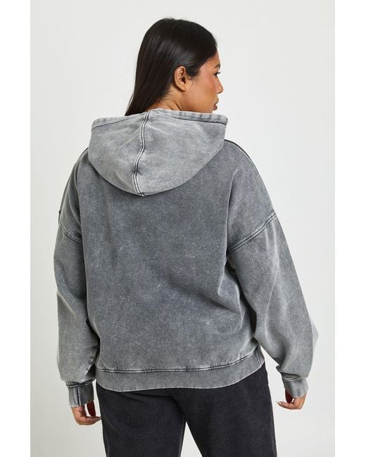 Boohoo Gray Plus Acid Washed Oversized Hoodie