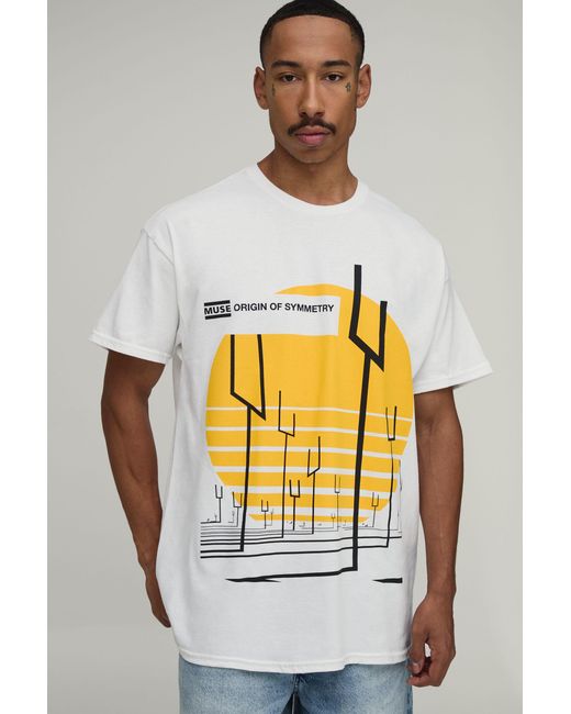 BoohooMAN Gray Oversized Muse Symmetry License Print T-Shirt for men