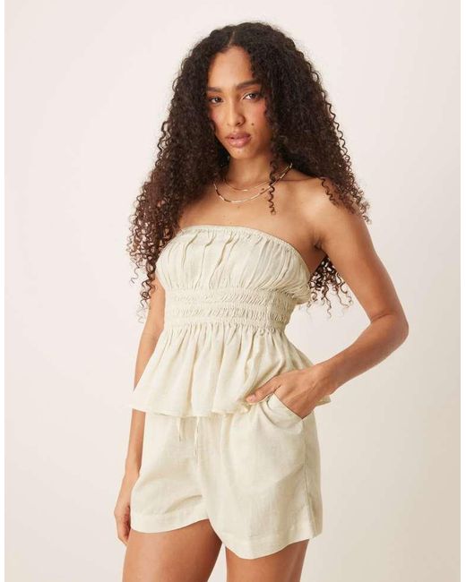 ASOS Natural Belle Beach Short With Linen