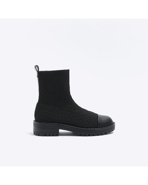 River Island White Sock Boots Wide Fit Quilted