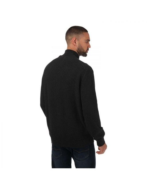 Gant Black Textured Cotton Zipped Cardigan for men