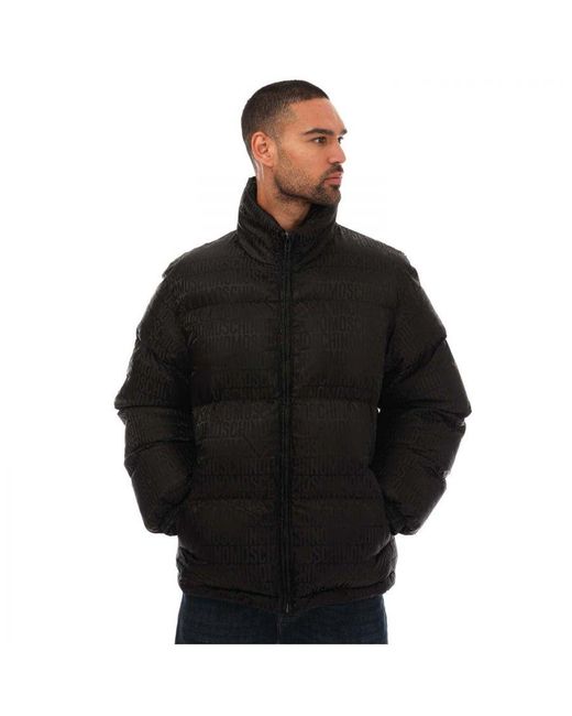 Moschino Black Couture Jacquard Puffa Jacket for men