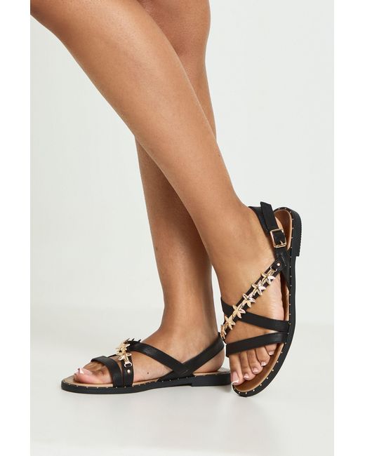 Boohoo White Starfish Trim Cross Over Sandals