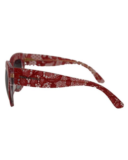 Dolce & Gabbana Brown Lace Acetate Rectangle Shades Sunglasses