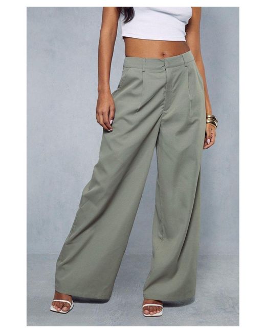 MissPap Gray Pleat Front Straight Leg Trousers
