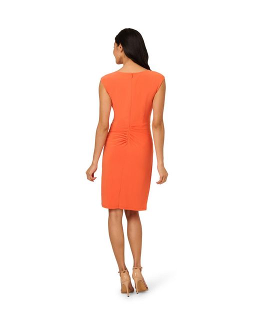 Adrianna Papell Orange Keyhole Jersey Short Dress