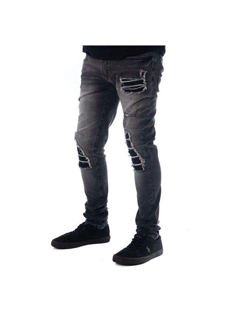 Soulstar Blue Skinny Fit Ripped Jeans for men