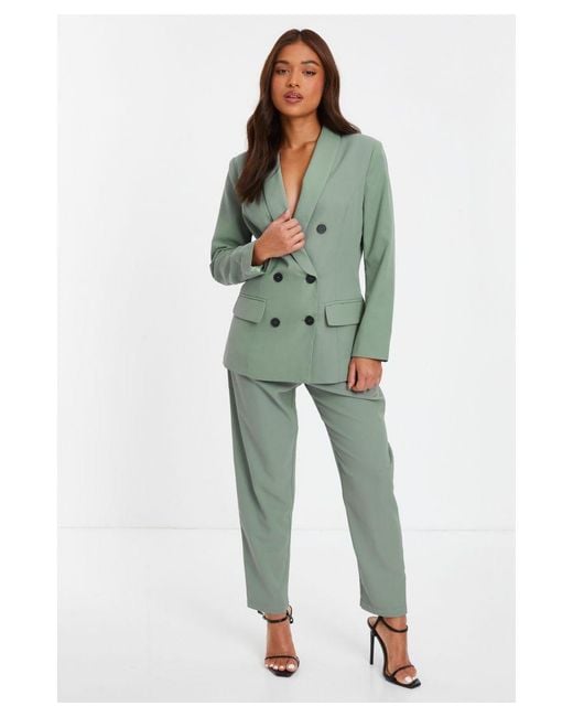 Quiz Green Petite Khaki High Waisted Tapered Trousers