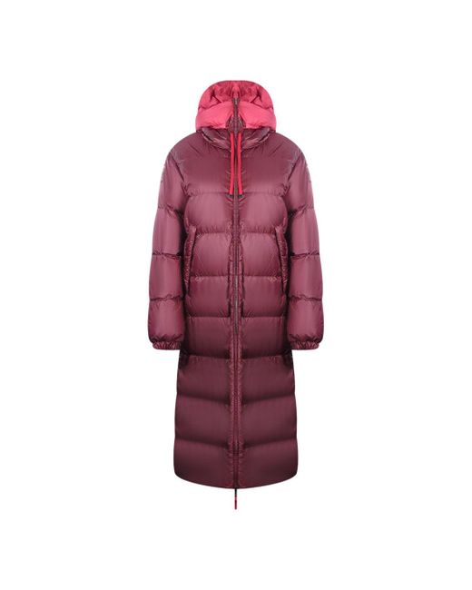 Parajumpers Slaapzak Omkeerbaar Rood Lang Donsjack Met Capuchon in het Red