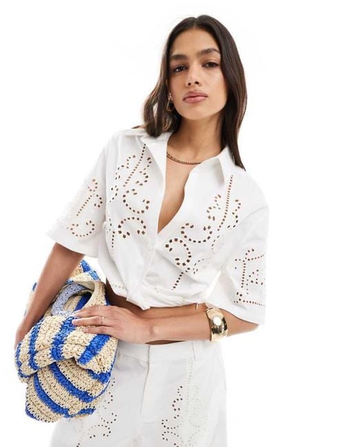 ASOS White Premium Shirt With Cutwork Broderie