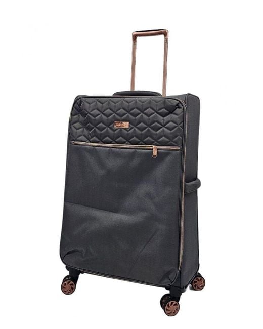Infinity Leather Gray Cabin Suitcases 4 Wheel Luggage Travel Lightweight Bags