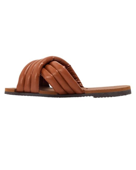 Havaianas Brown Ladies Quilted Flat Slides