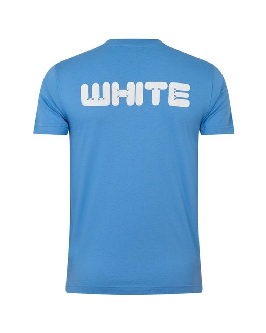 Off-White c/o Virgil Abloh Blue Off Cotton Slim T-Shirt (Allure) for men