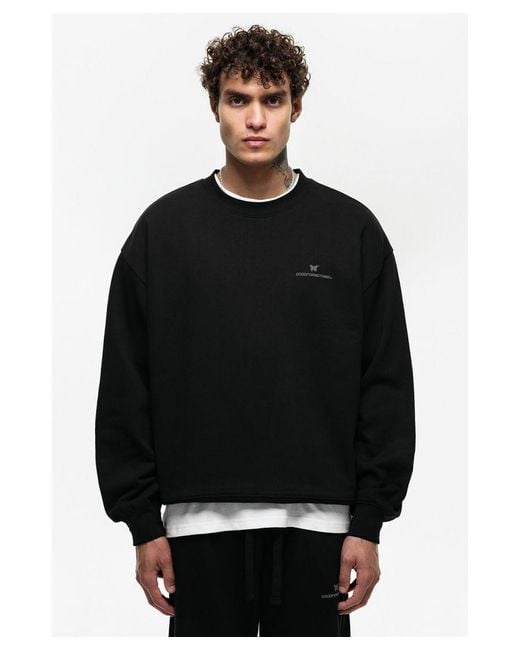Good For Nothing Black Oversized Cotton Blend Sweatshirt for men