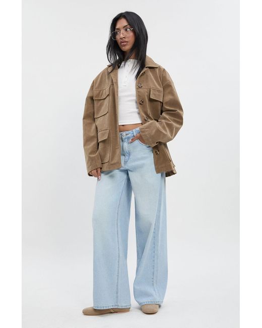 Boohoo Blue Mid Waist Loose Fit Skater Jean