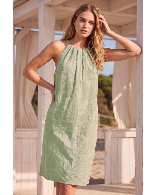 Roman Multicolor Embroidered A-Line Mini Dress