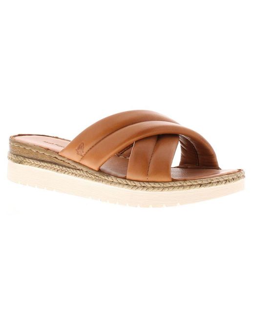 Hush Puppies Brown Sandals Wedge Samira Leather Slip On Leather (Archived)