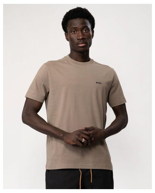 Boss Brown Boss Tee Stretch Cotton T-Shirt With Contrast Logo for men
