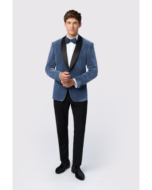 Antique Rogue Blue Smoke Velvet Slim Fit Jacket for men