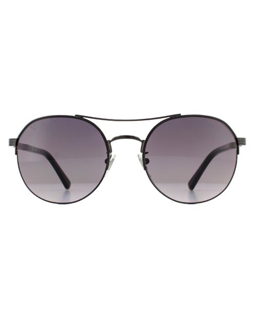 Police Gray Aviator Shiny Gunmetal Smoke Gradient Sunglasses for men