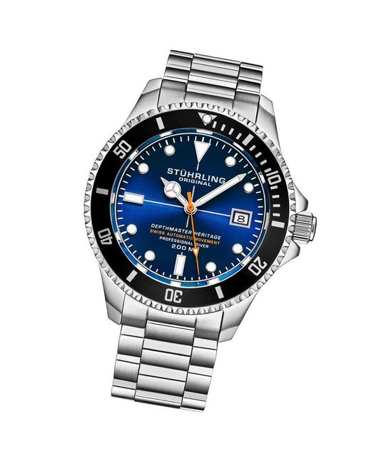 Stuhrling Gray Swiss Automatic Depthmaster Heritage 42Mm Diver for men