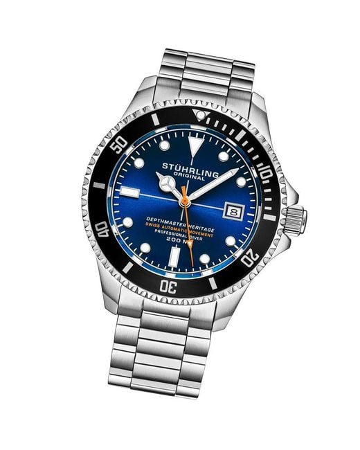 Stuhrling Gray Swiss Automatic Depthmaster Heritage 42Mm Diver for men