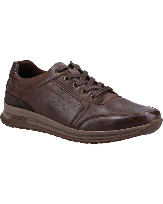 Hush Puppies Brown Joseph Leather Trainers (Light) for men