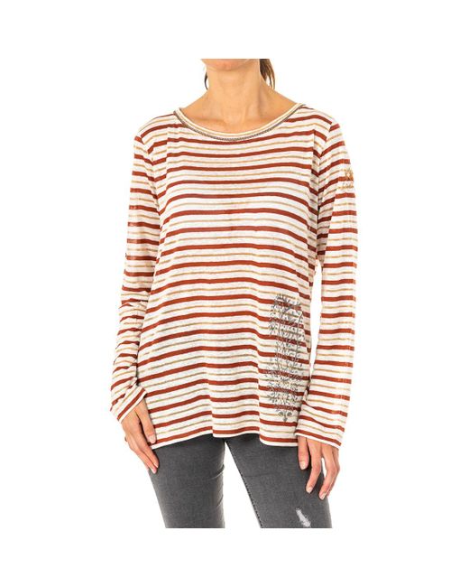 La Martina Red Long Sleeve Round Neck T-Shirt Lwre01
