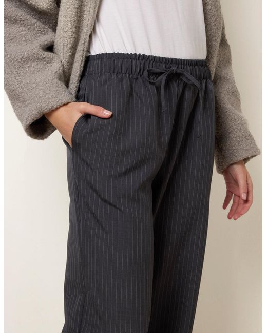 Blue Vanilla Natural Elasticated Waist Pinstripe Trousers