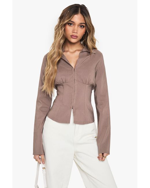 Boohoo Multicolor Bengaline Hook And Eye Collared Top
