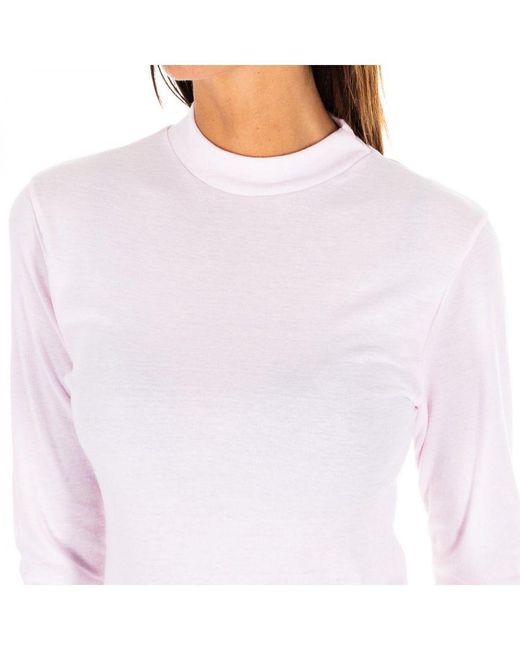 Kisses&Love White Long-Sleeved T-Shirt With Half-High Collar 1625-M