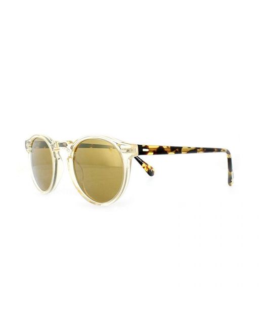 Oliver Peoples Brown Sunglasses Gregory Peck 5217 1485W4 Honey Dark Mirror for men