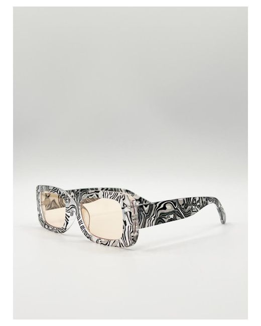 SVNX Multicolor Zebra Print Square Frame Sunglasses