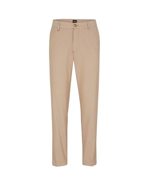 Boss Natural Kane Solid Patterned Straight Chinos for men