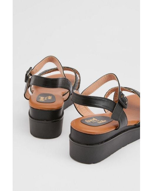 Good for the Sole Black Millie Flexisole Faux Leather Cross Strap Platform Sandals