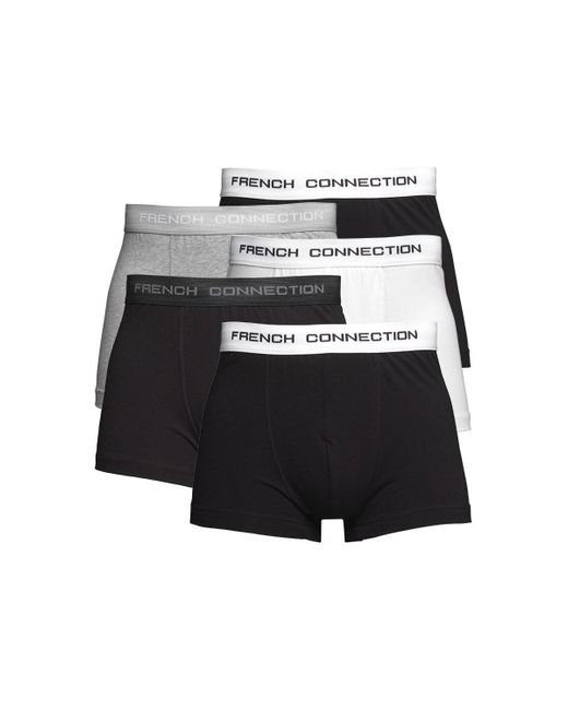 French Connection Black 5 Pack Cotton Boxers for men