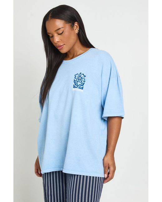 Boohoo Blue Plus Barcelona Printed T Shirt