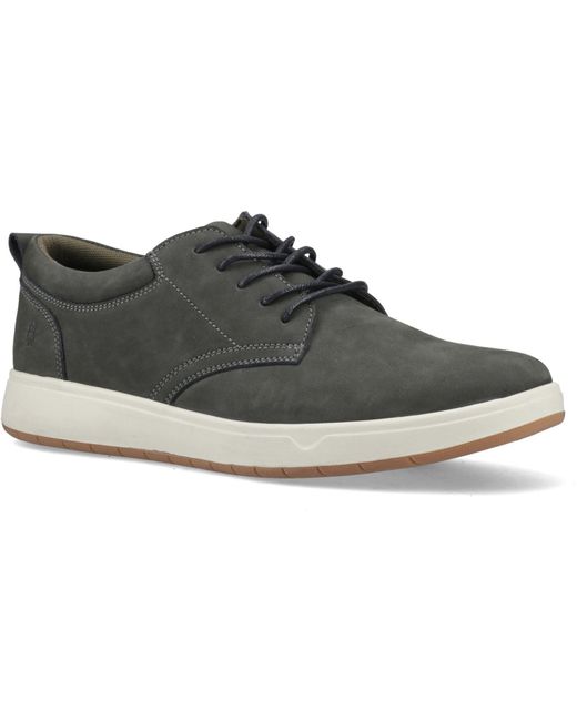 Hush Puppies Black Bowen Leather Dark Lace-Up Shoes for men