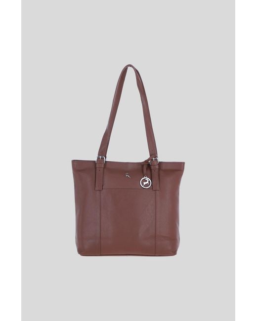 Ashwood Leather Brown 'Athy' Genuine Shoulder Tote Bag With Metallic Charm