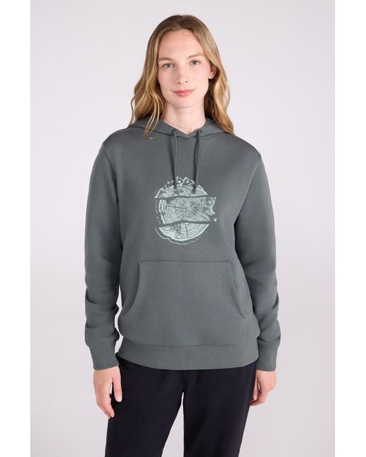 Mountain Warehouse Gray Printed Ring Hoodie With Kangaroo Pocket Cosy Pullover Cotton