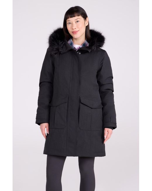 Mountain Warehouse Blue 'Aurora' Down Jacket Waterproof Faux Fur Hood Warm Full Zip Winter Coat Polyamide