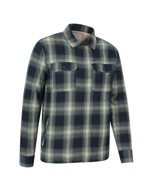 Mountain Warehouse Green 'Stream Ii' Lined Flannel Shirt With Front Pockets Warm Cosy Top Cotton for men