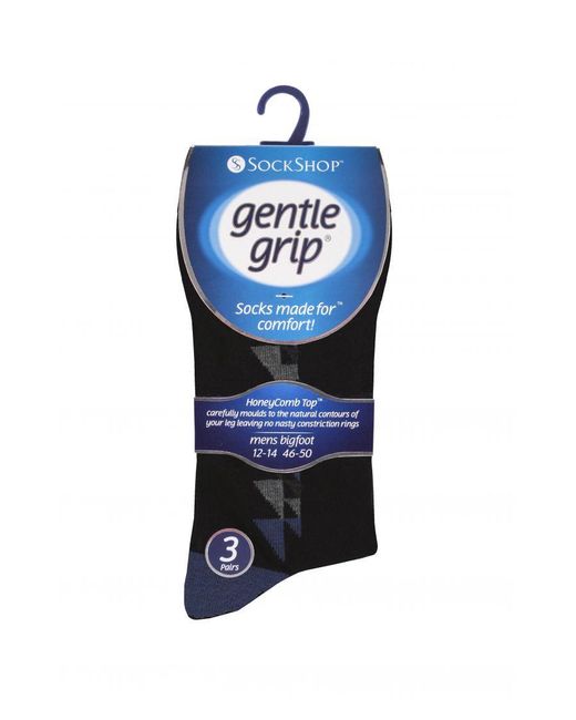Gentle Grip Black 6 Pairs Non Elastic Socks for men