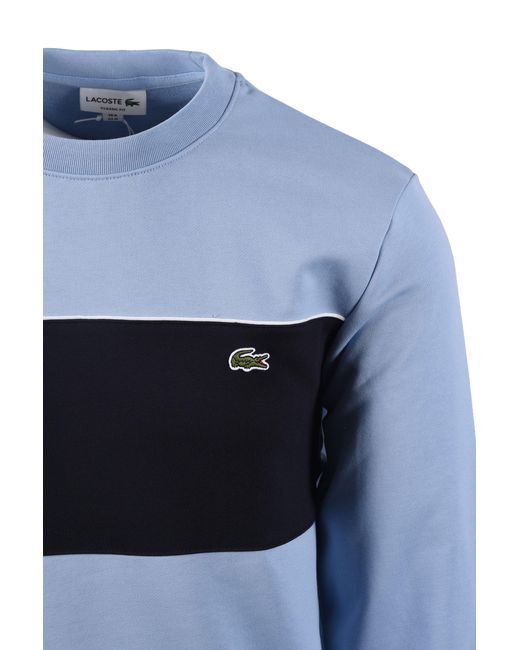 Lacoste Blue Colour Block Crewneck Sweatshirt Cotton for men